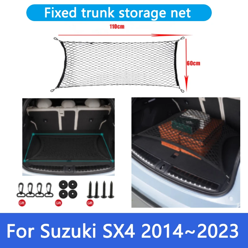 

For Suzuki SX4 S-Cross JY JYB 2014~2023 2015 2018 2019 2020 2022 Car Boot Trunk Net Elastic Upgraded Double Layer Organizer Part