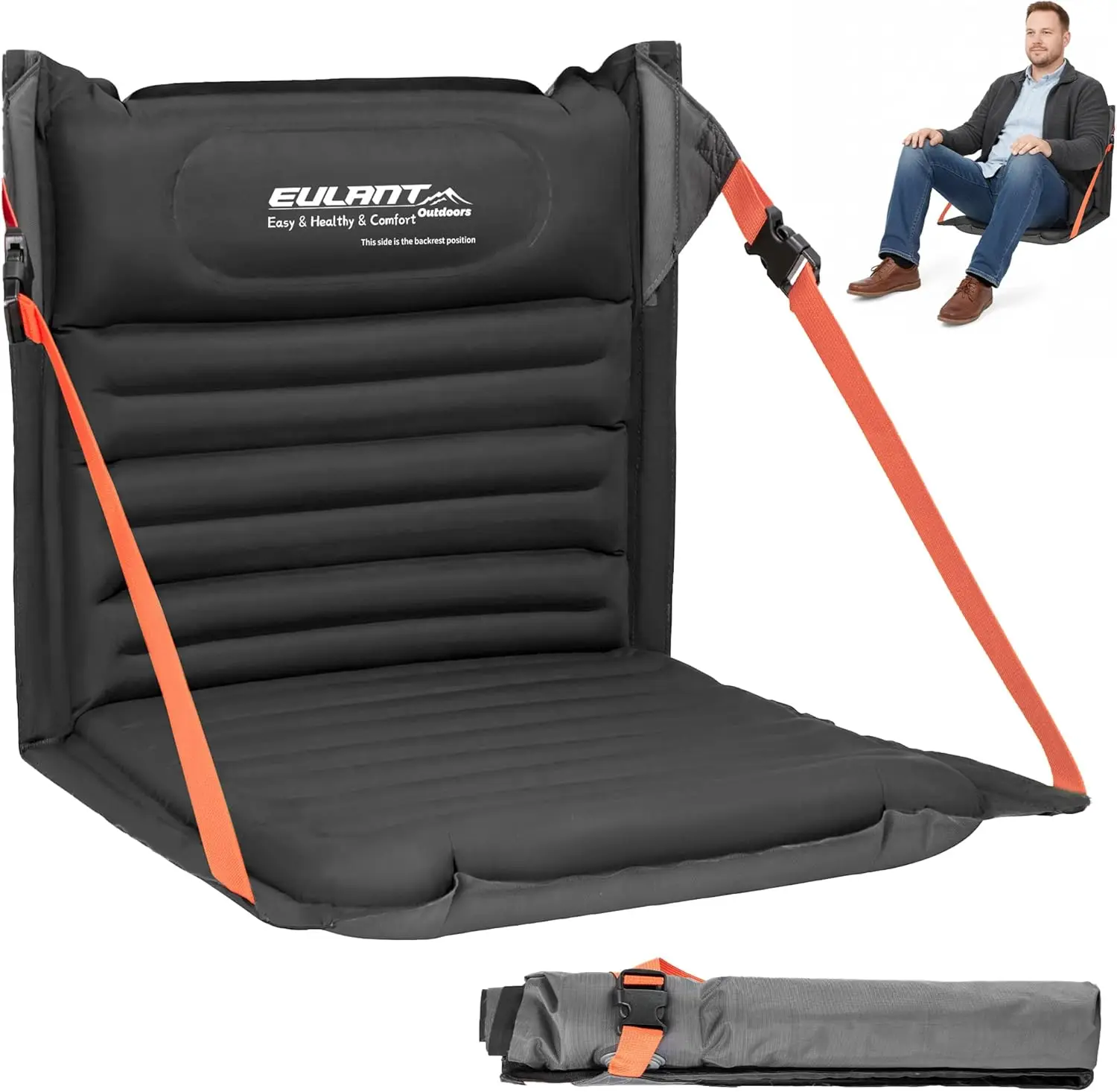 

Легкий надувной складной походный стул с поддержкой спины и регулируемыми ремнями