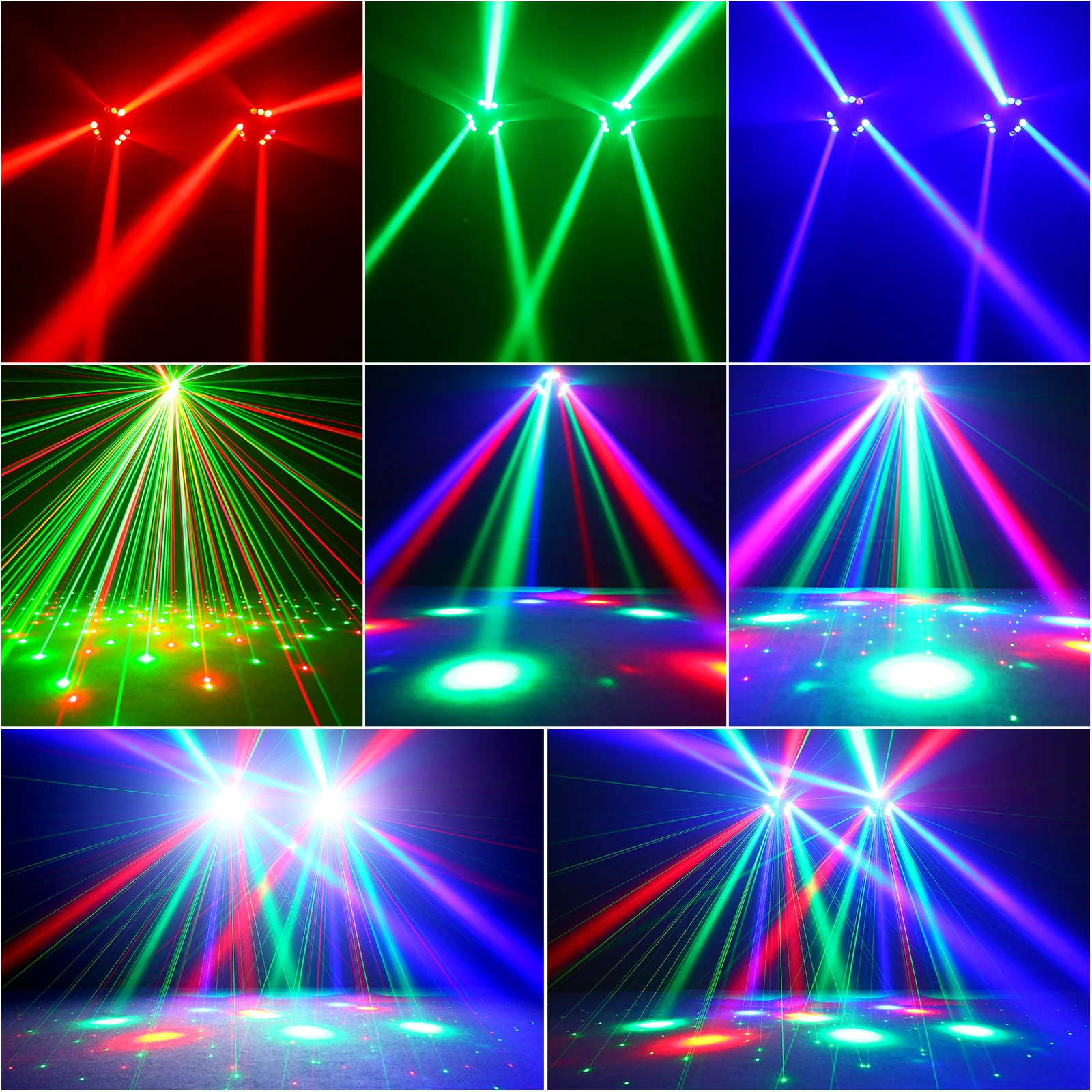 Yiflamefly Mini 9 Head Bird Moving Head Stage Effect Light with Strobe  RGB LEDs DMX512 Sound Auto Master-slave For Parties Club
