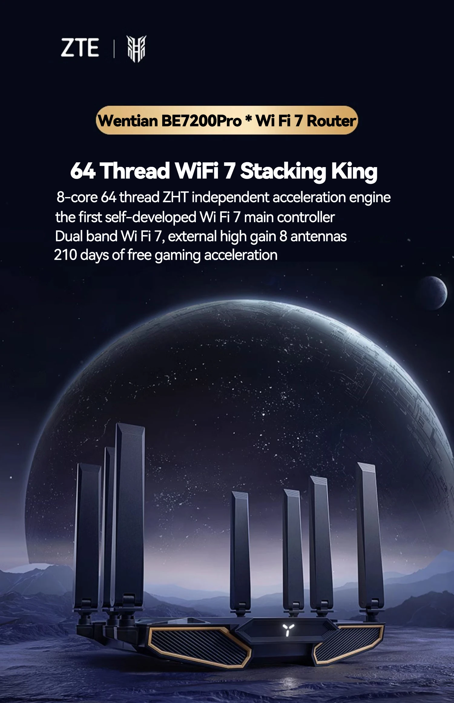 ZTE WIFI7 router BE7200 router for large household 2.5G port high-speed wall penetration dual band full house wireless coverage