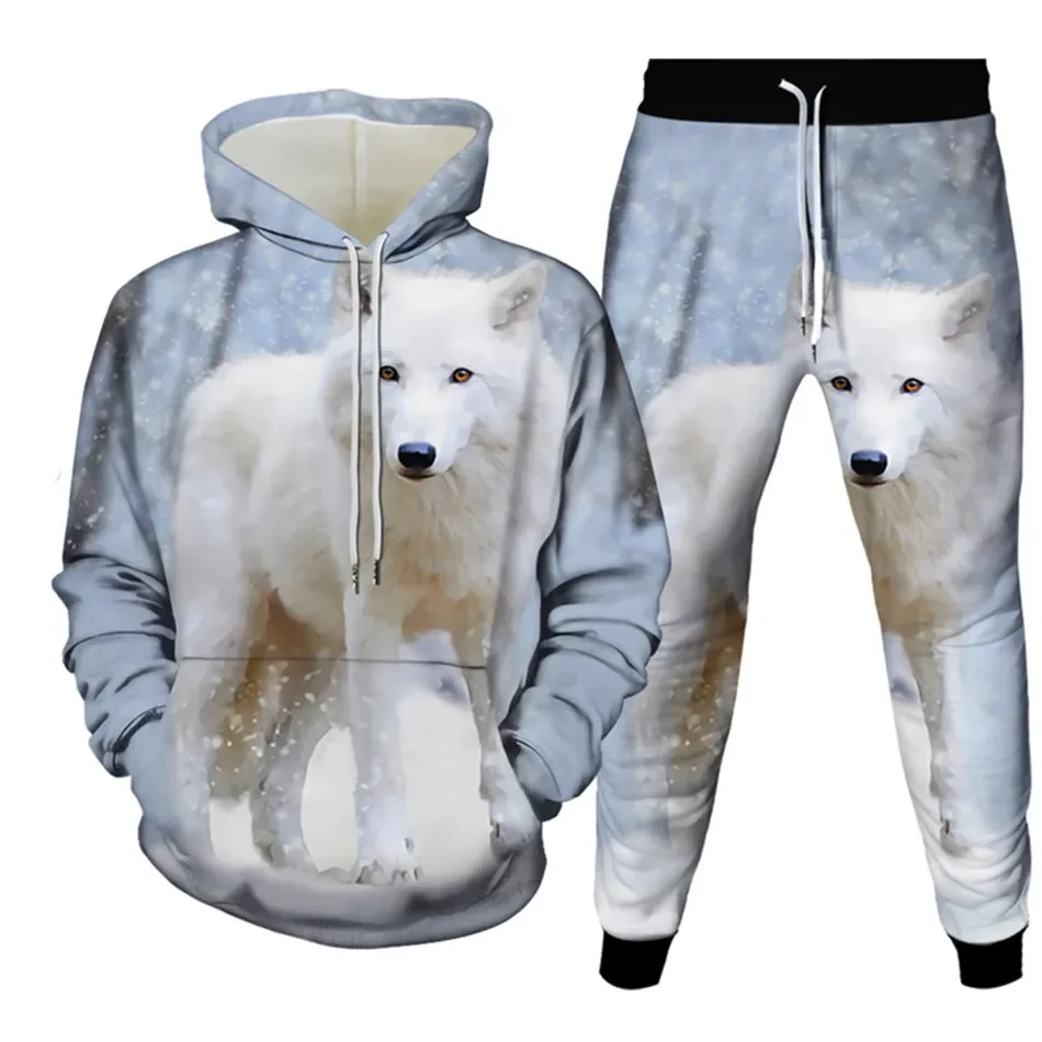 

Животное Wild Flame Wolf Harajuku Galaxy Moon Ropa De Hombres мужские толстовки спортивные штаны комплект из 2 предметов большого размера S-6XL уличная одежда