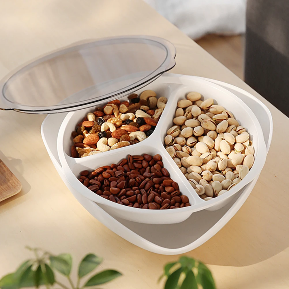 

1 Set Snack Dry Fruit Tray Transparent Compartmentalized Storage Container With Lid For Candies Nuts Fruits Serving Dish Divided