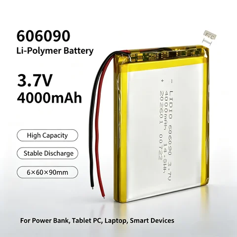 3.7V 606090 Polymer Lithium Battery 4000mAh Large Capacity Tablet Computer Mobile Power Bank Supply DIY Rechargeable Batteries