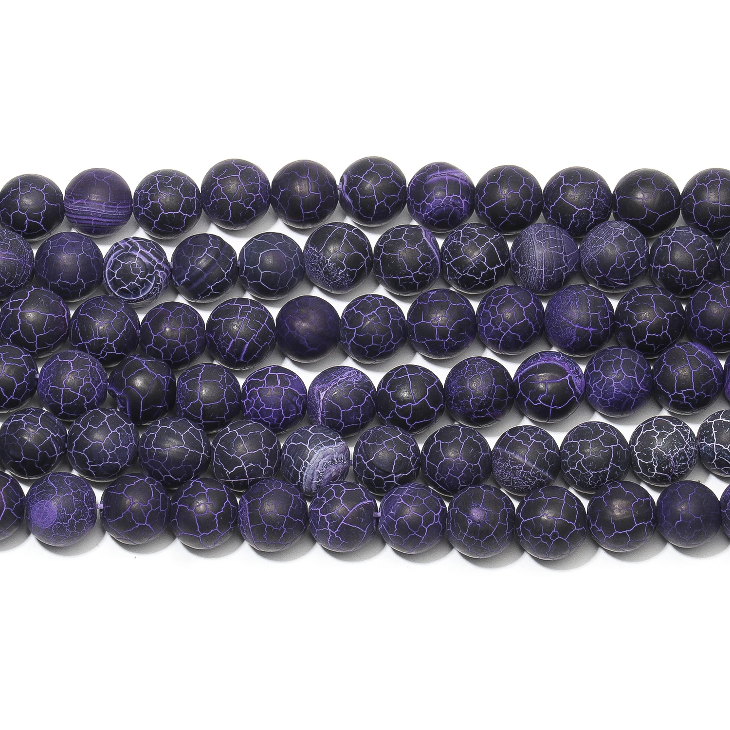 Natural Frost Purple Cracked Agate Beads Matte Round Beads for Jewelry Making DIY Bracelet Necklace Accessories 6/8/10mm