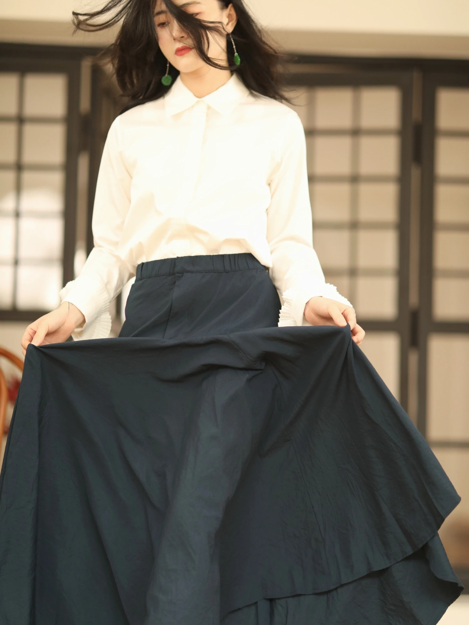 

Super Slimming Everywhere Skirt Commute Diagonal Cut Smooth Flir f Skirt A-Line Silhouette Daily Wear Ladies' Skirt