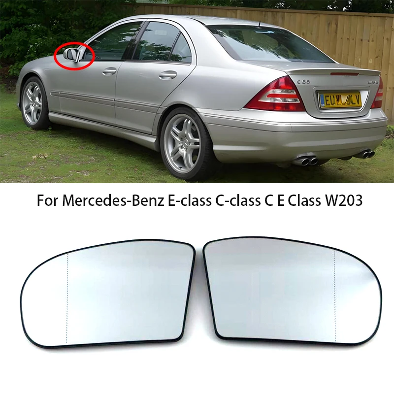 

Car Rearview Heated Clear Side Mirror Glass Lens Wide Angle For Mercedes Benz W203 2000 2001-2006 2038100121 2038101021