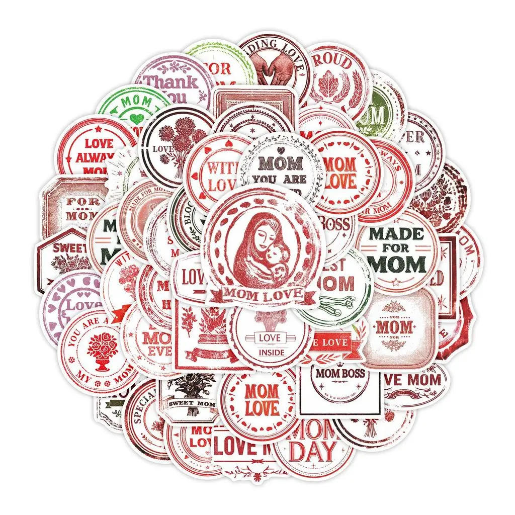 

51Pcs Mother Theme Decorative Stickers DIY Scrapbook Laptop Decoration Kit Golden Memory Stickers Store