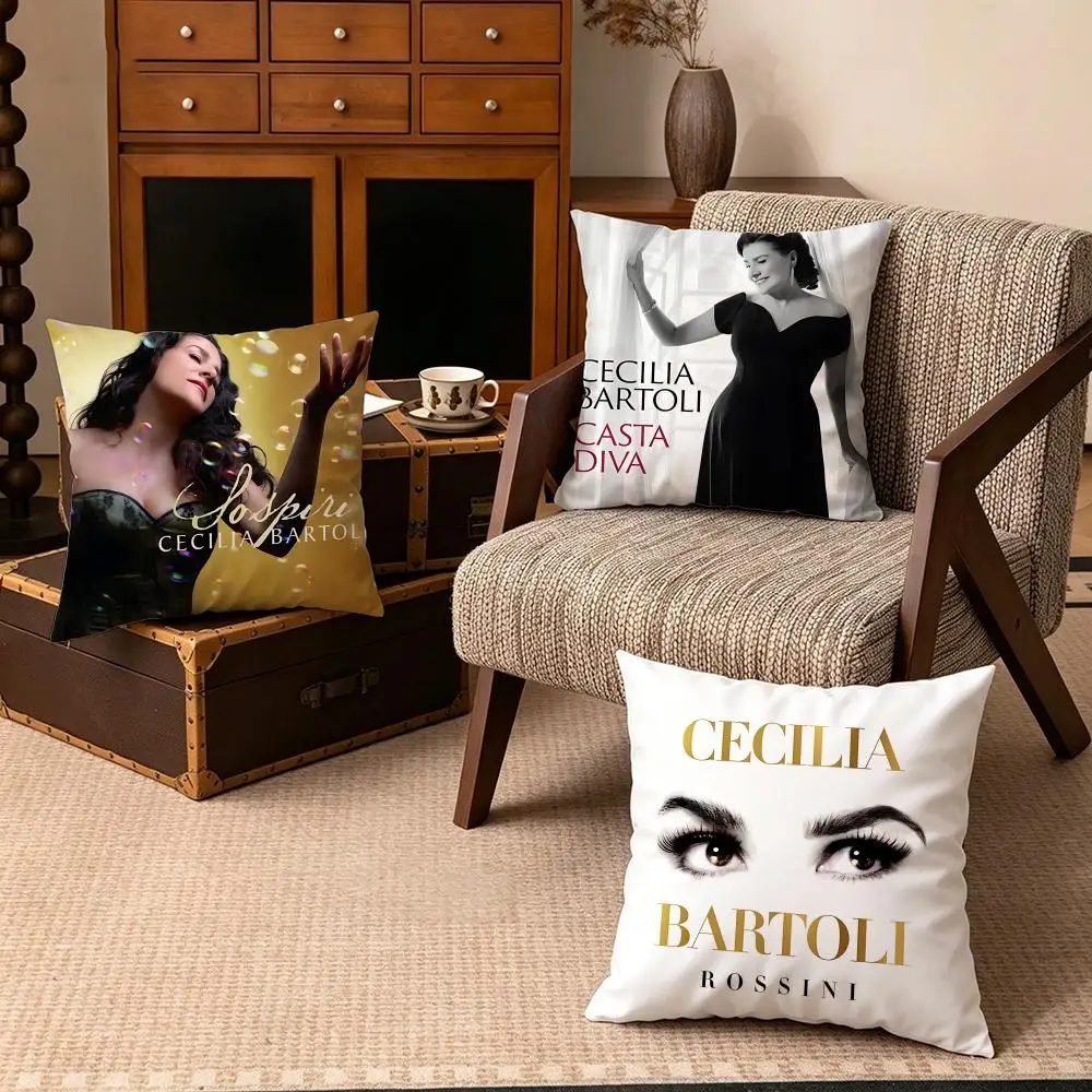 Celebrity-Cecilia BartoliS Cushion Cover Soft Velvet Cushion Cover Set 4Pcs 50x50 45x45 Zipper Pillowcase for Home Decor