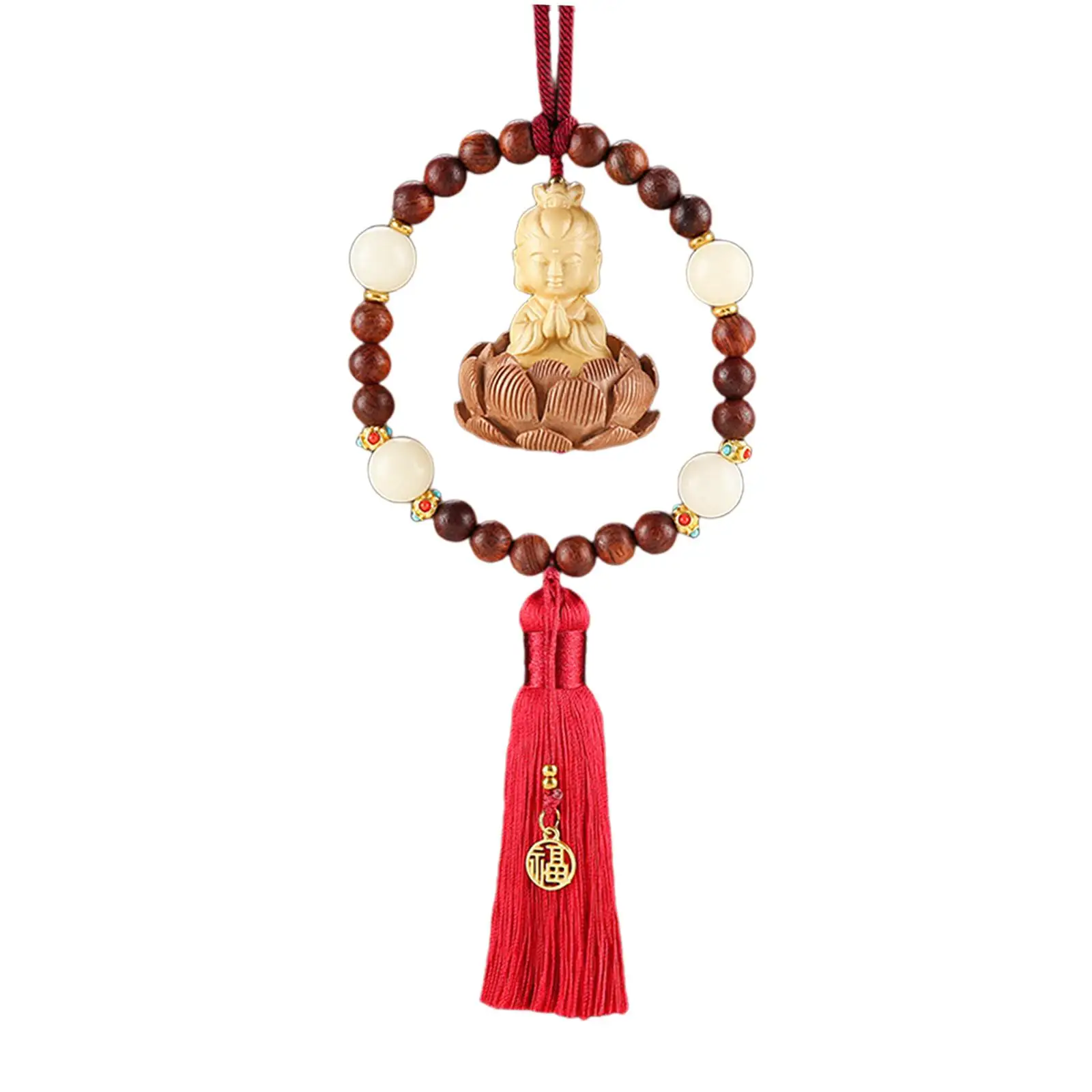 Generic Buddha Statue Car Pendant Universal Blessing Auto Interior Dangle Rear View Mirror Pendant Tassel Car Hanging Decoration