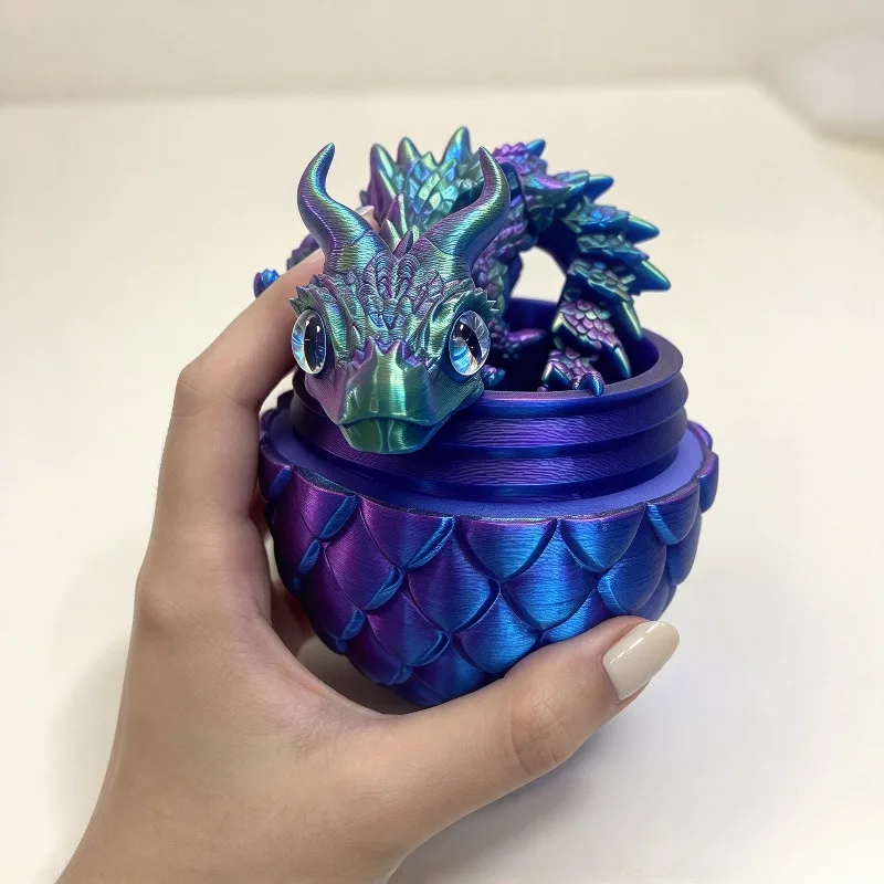 Flexible Joint Activity Double Horned Dragon Egg, 3D Printed Collectible Model, Children Toy Gift Desktop Ornament