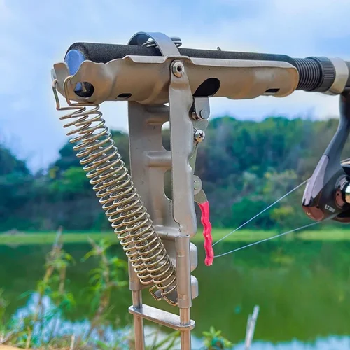 Imagen 2 del producto Soporte de tierra para caña de pescar, Base de soporte automático para caña de descenso, soporte plegable para caña de pescar, adecuado para lagos, estanque, corriente de río