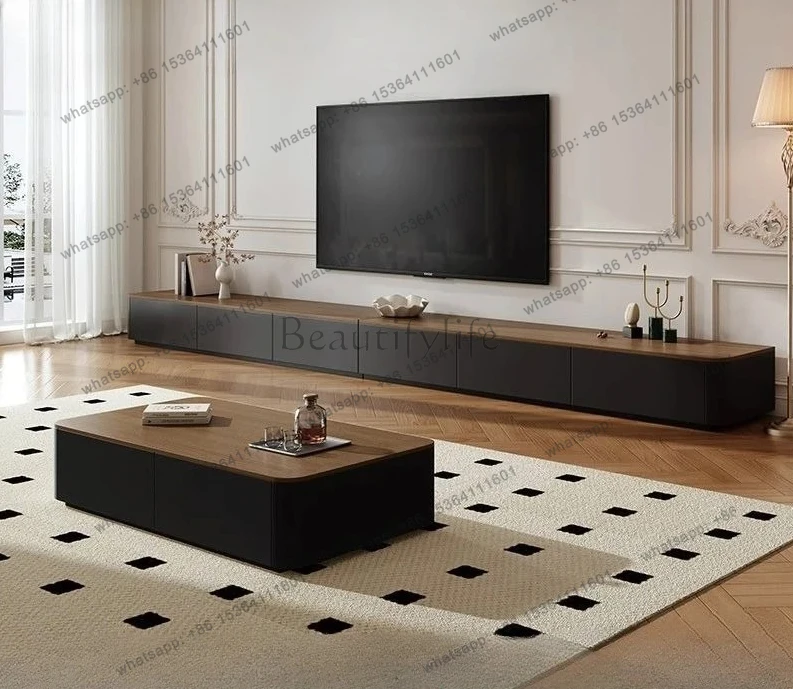Retro Floor-standing TV Cabinet and Coffee Table Set Simple Modern High-end Cabinet
