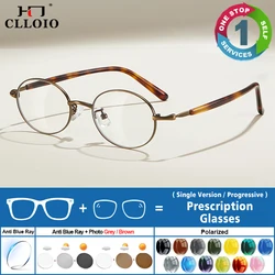CLLOIO Ultralight Retro Oval Glasses Small Frame Can Made High Diopter Myopia Eyeware Lady Computer Reading Prescription Glasses