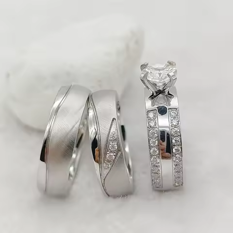 Wedding Engagement Rings Sets For Couples Lovers Pure Handmade Silver White Gold Stainless Steel Jewelry Ring Never fade
