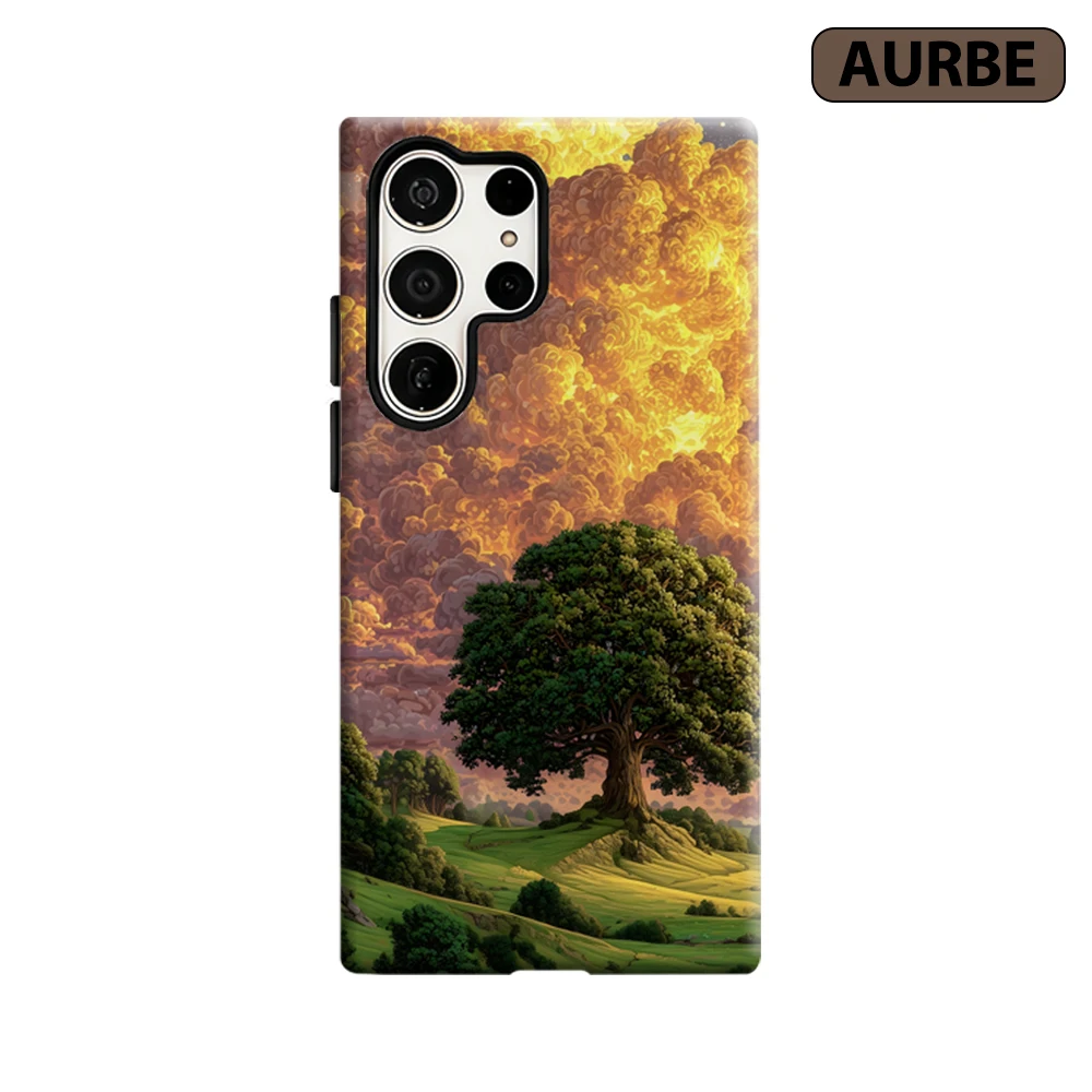 Riesiger Baum Goldene Wolken Handyhülle für Samsung Galaxy S26 S25 Ultra S24 S23 Ultra Plus Stoßfeste Doppelschicht Robuste Rückabdeckung
