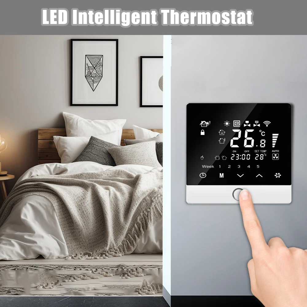 WiFi Smart Thermostat 5+2 Programmable Energy Saving 3A Water Heating  Voice Control Thermostat LCD Display Smart