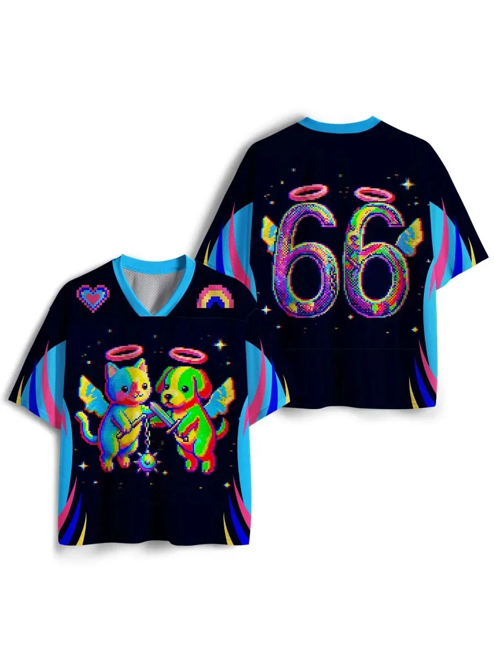 2026 Gothic Style 3D Print Moisture-Wicking Men/Women's V-Neck Loose T-Shirt for Fashionable Streetwear for Parents and Children
