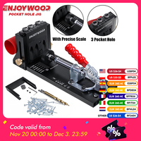 ENJOYWOOD XK4 Woodworking Inclined Hole Doweling Jig Pocket Hole Jig Kit With 9.5mm Drill Bit Guide For Hole Puncher Furniture