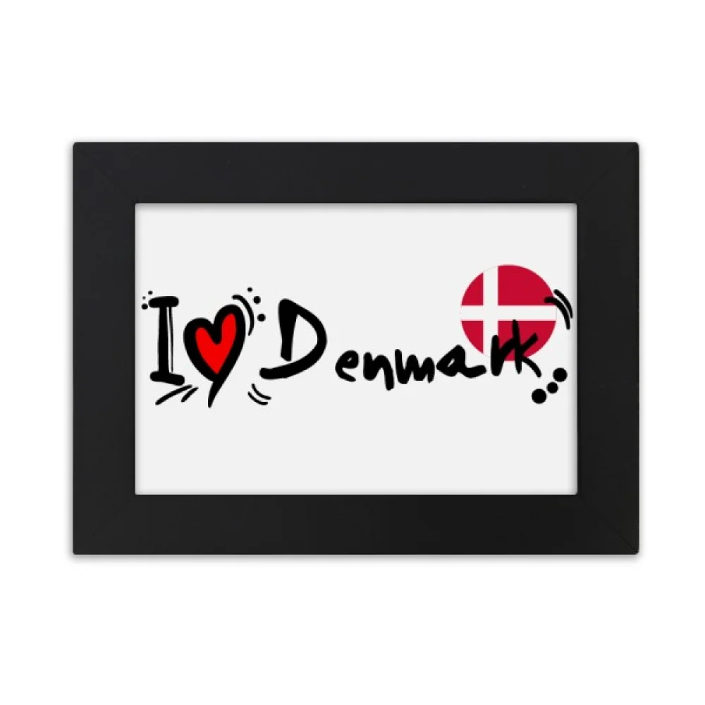 I Love Denmark Word Flag Love Heart Illustration Desktop Photo Frame Ornaments Picture Art Painting