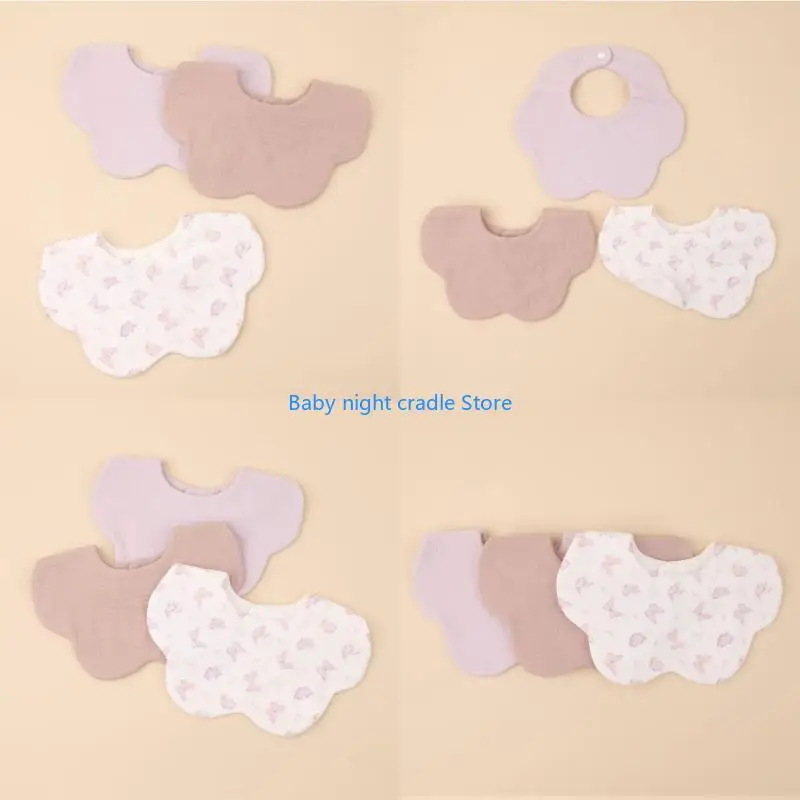 

J2FF 3pcs Cotton Bib Toddler Feeding Bib Set, Absorbent Saliva Towel Breathable Newborns Baby Burp Cloth for Boy Girls