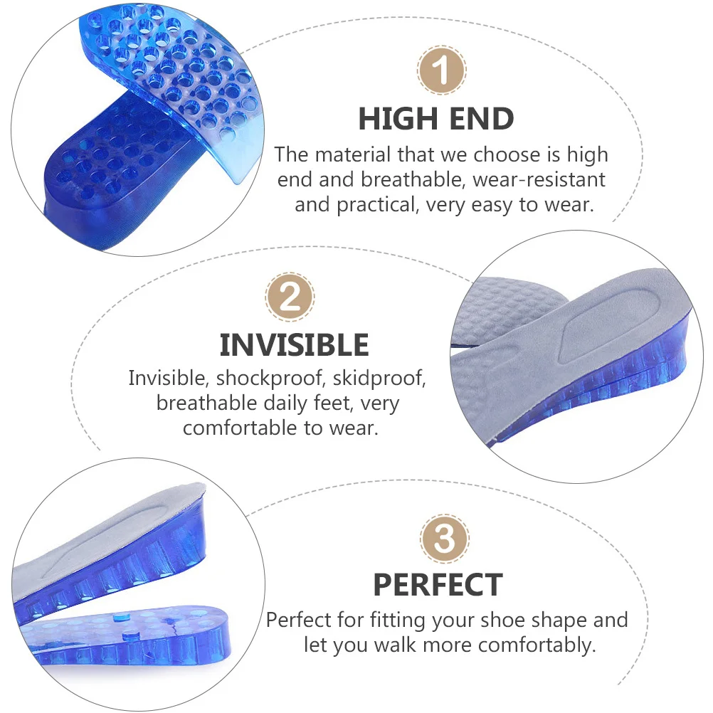 

1Pair Invisible Height Increase Insole Breathable Absorption Lift Insoles Non-Slip Shockproof Detachable Sports Shoe Insoles