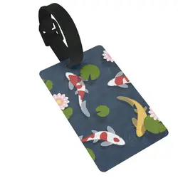 Japanese Koi Fish Pond Luggage Tags Suitcase Accessories Travel PVC Baggage Boarding Tag Portable Label Holder ID Name Address