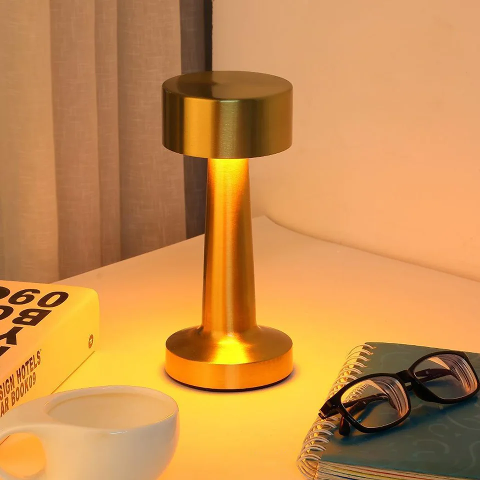 Classic Table Lamp USB Rechargeable Night Light Stepless Dimming Touch Desk Lamp 3 Colors Bedside Lamp Hotel Bar Decoration