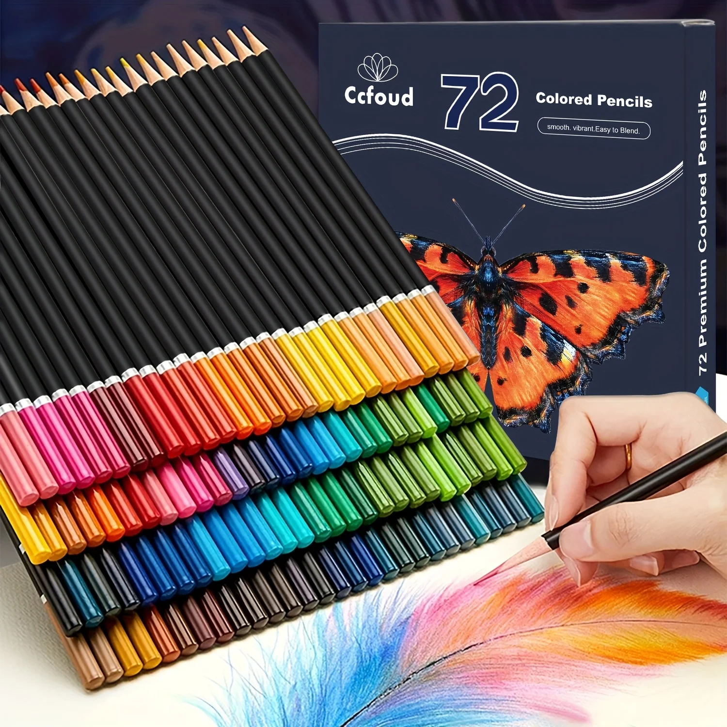 

Premium Colored Pencils | Set of 72, Quality 3.8mm Soft Core Leads, Rich & Vibrant Colors, Blendable, Perfect for Beginner