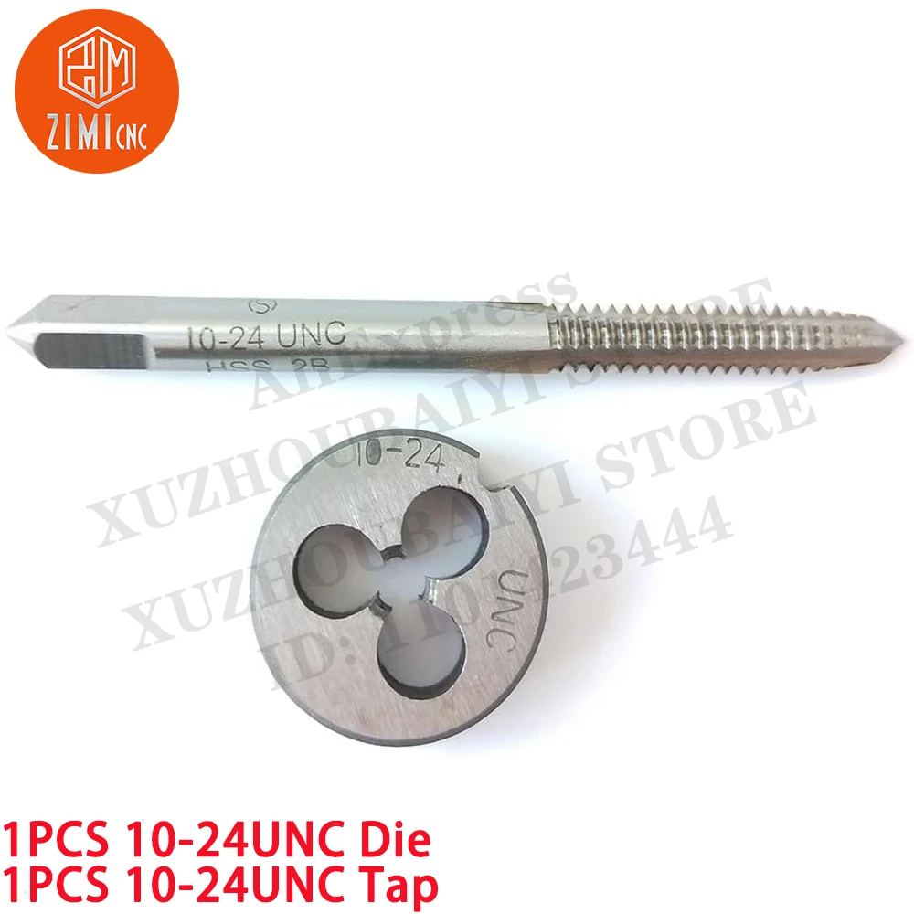 

1PCS 10-24UNC Die 1PCS 10-24UNC Tap Machine Thread Tap Round Thread Die Right Hand HSS Taper CNC tools metal lathe cutting tools