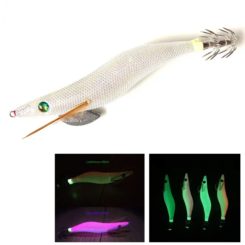 

Egi Squid Jig Fishing Lures Luminous 3.5# Wood Shrimp Bait for Predator Octopus Cuttlefish Jigs Hook Needles Sucking Squid Lure