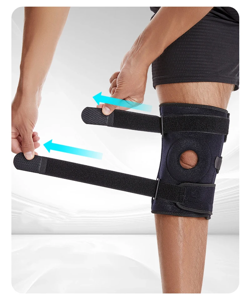 XL-8XL Große Sport-Kniebandage mit verstellbarem Riemen, Silikon-Feder-Kniestütze, Patella-Schutz, Knieschoner zum Laufen, Wandern – Detail 5