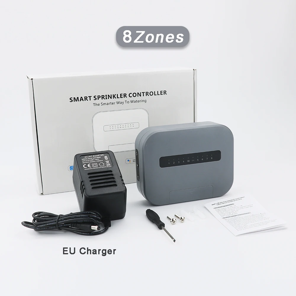 WLAN-Smart-Sprinklersystem, 6 Zonen oder 8 Stationen, Gartenbewässerungssteuerung, Wasserventil-Timer, automatische Bewässerung für TUYA APP