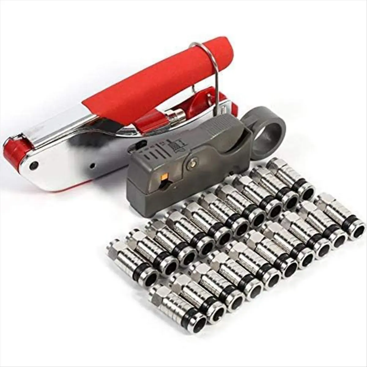Coax Cable Crimper Wire Stripper Coaxial Compression Tool Steel + Copper