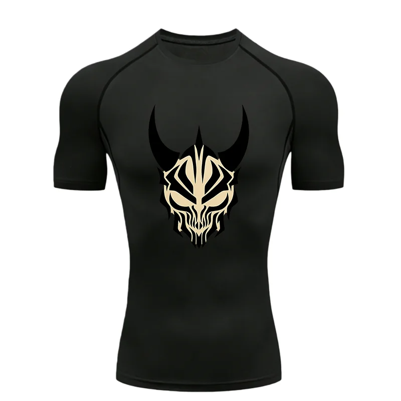 Demon Head 2026 Men's Sports T-shirt Training Fitness Compression Workout T-Shirt Rashguard Tops Quick Dry Short Sleeve T-Shirt