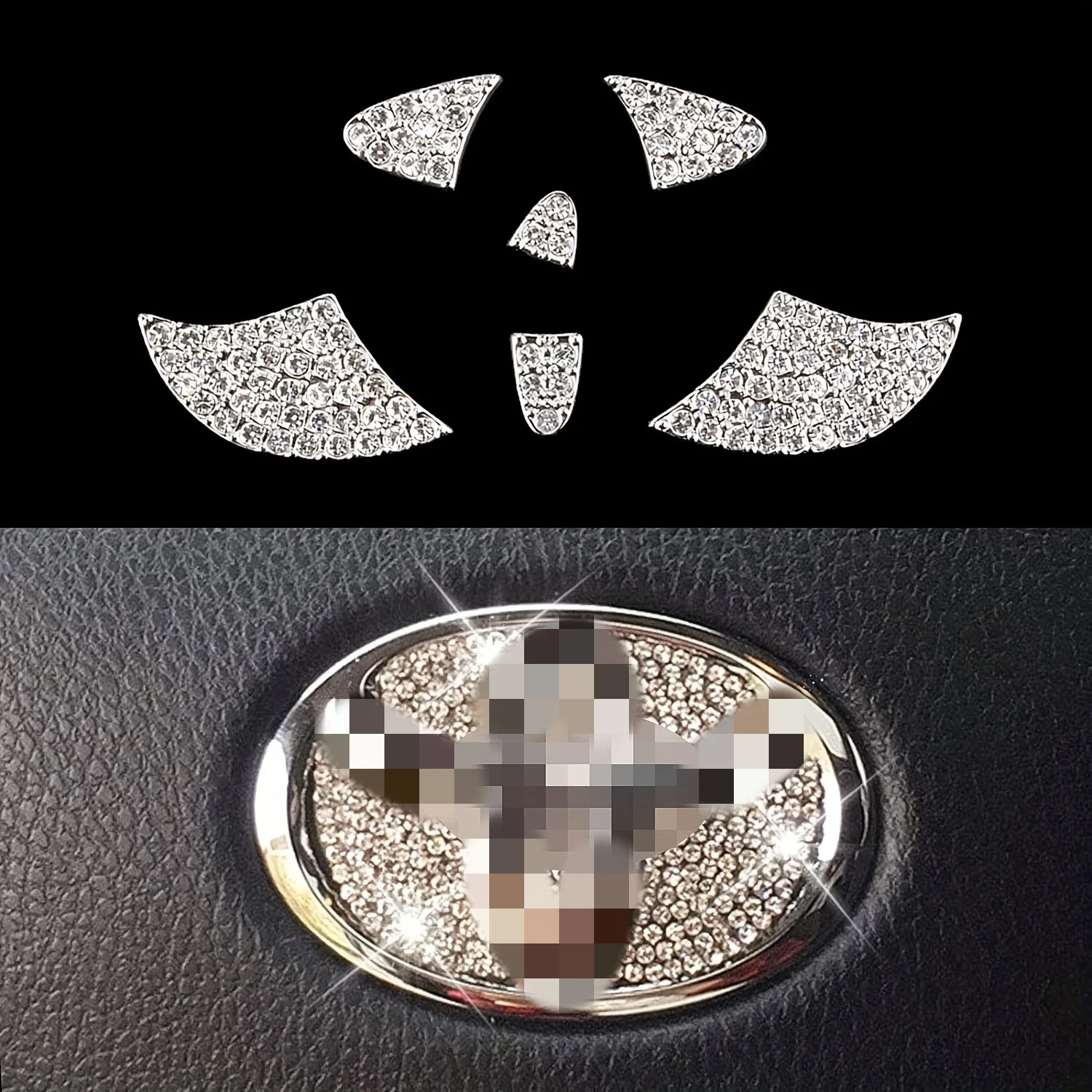 

1pc Car Steering Wheel Sticker Crystal Diamond Decal for Toyota Chr Auris Raize Rav4 Yaris Cross Corolla Decorative Accessories