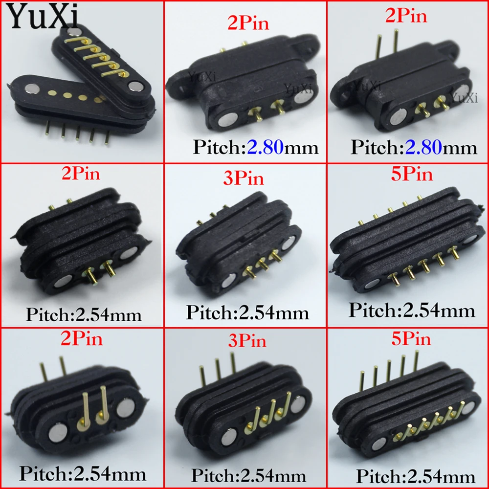 1Zestaw magnetycznych złączy Pogo Pin DC 2A 36V Pogopin Męskie żeńskie sprężynowe 2Pin 3Pin 5Pin Gniazdo zasilania DC 2.45mm 2.80MM