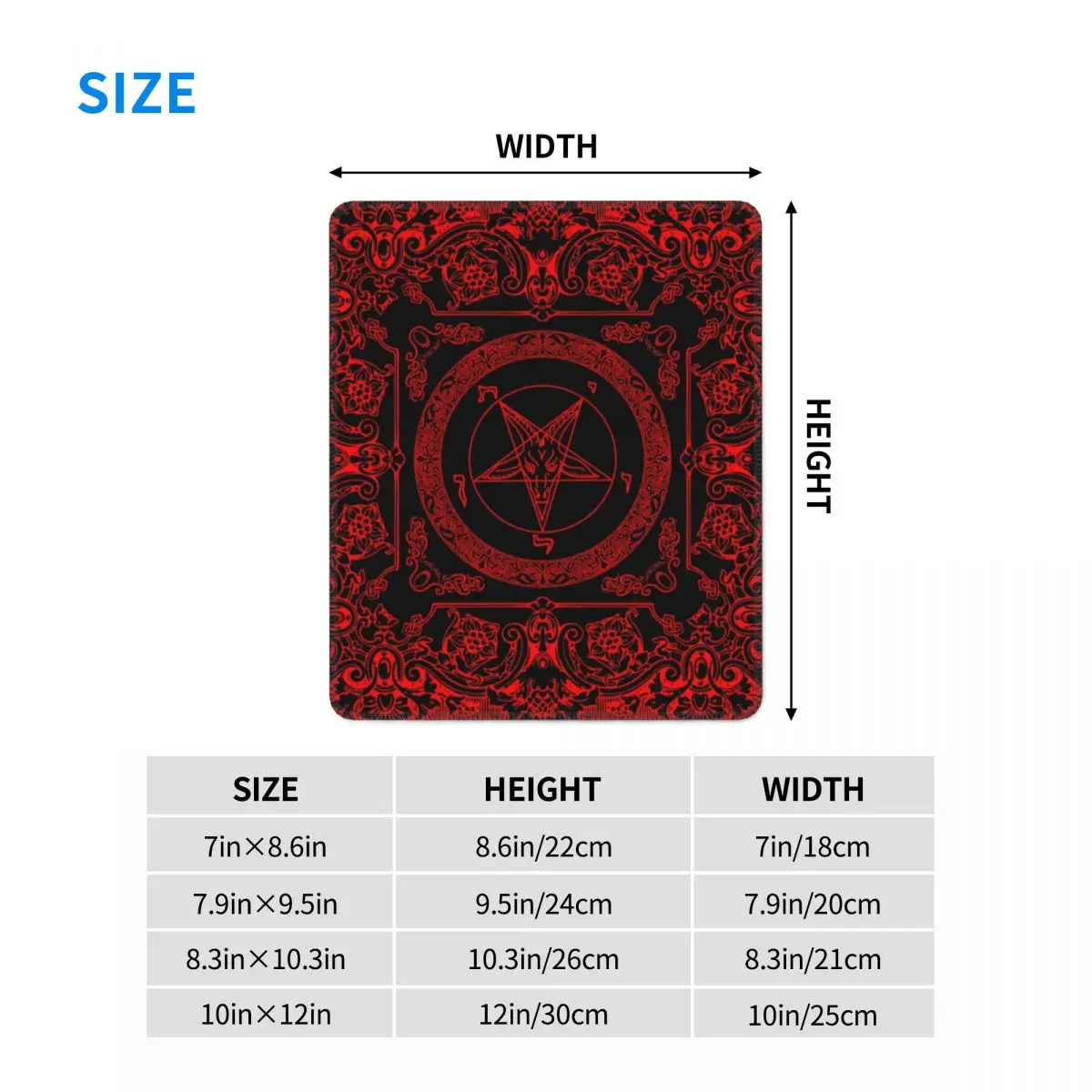 The Sabbatic Goat Baphomet Gamer Mouse Pad Non-Slip Rubber Lockedge Mousepad Satanic Occult Pentagram Office Computer Desk Mat