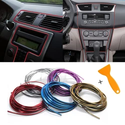 Flexível Car Dashboard Moulding Trim Strip com raspador, borda da porta, Gap, Air Vent Decoração, 5m