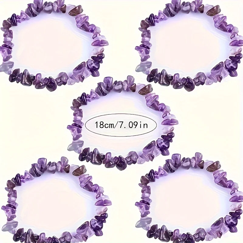 Natural Stone Amethyst Irregualr Chips Gravel Bead Bracelets Men Women Elegant Reiki Healing Yoga Jewelry Couple Gift