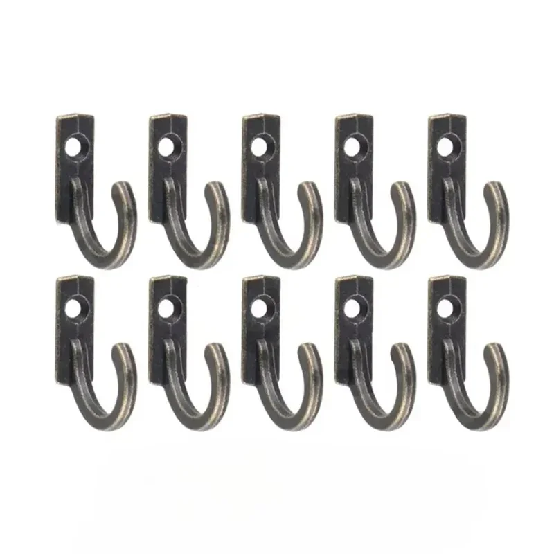 10PCS Vintage Hooks Wall Hanger Curved Buckle Horn Lock Clasp Hook For Wooden Jewelry Box Furniture Home Decor