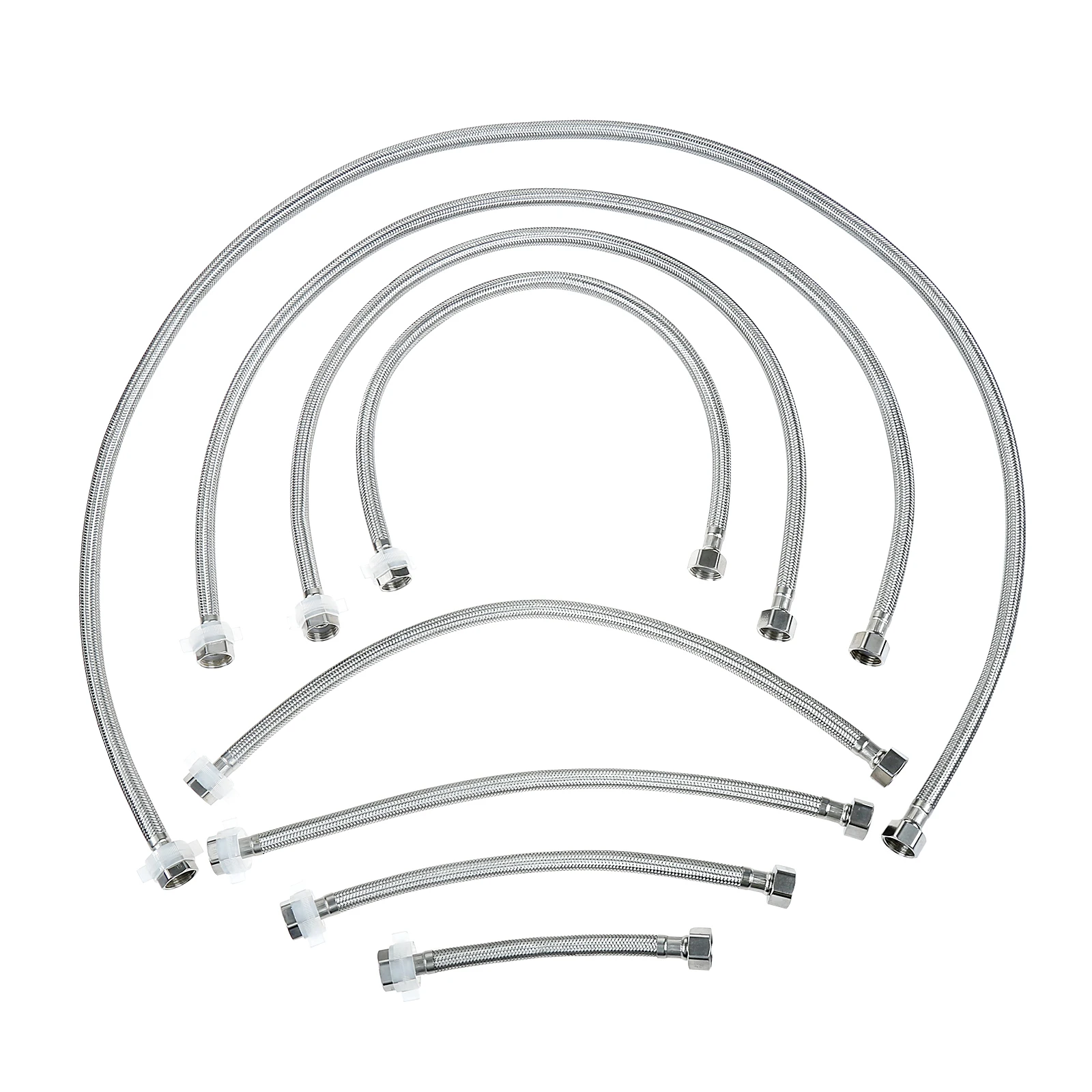 

1/2 шт. 1/2-дюймовый гибкий шланг из нержавеющей стали с оплеткой, с резьбовым соединением на 2 концах, для холодной и горячей воды, для водонагревателей, 20/30/40/50/60/80/100/150 см, сантехнический