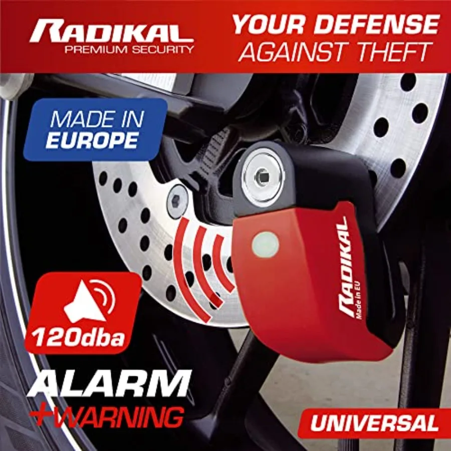 HighEnd 120db Disc Lock Alarm with ON OFF Button and Warning LED for Universal AntiTheft Protection on Motorcycles Scooters Bik