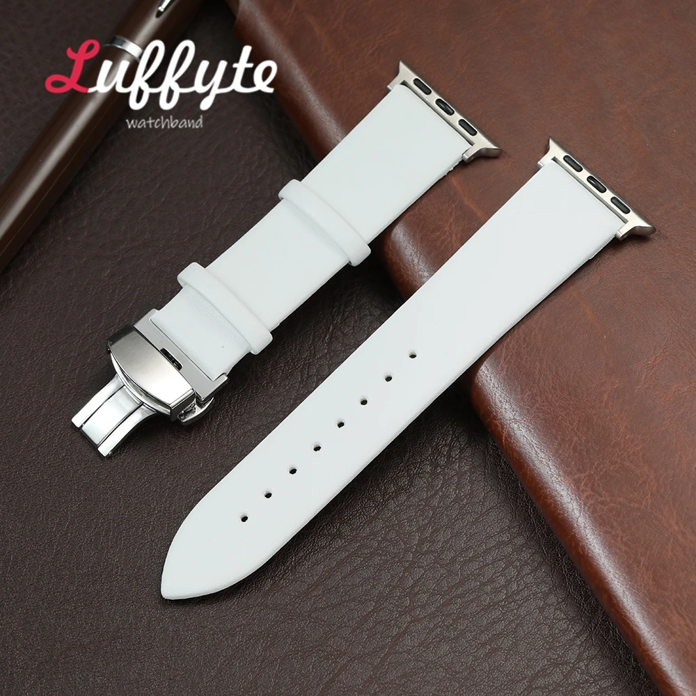 

Ультратонкий кожаный ремешок для Apple Watch, браслет 38-49 мм для IWatch Series 1-10 Ultra SE 2, сменный ремешок на браслет