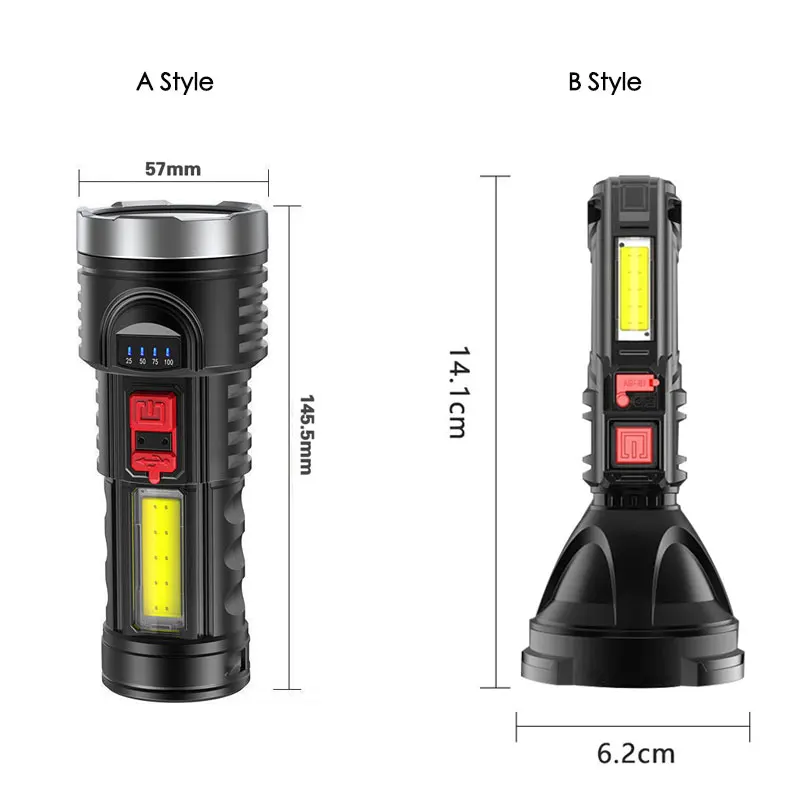 New Style Flashlight Mini Portable Lamp With Built-in Battery USB Rechargeable 4Mode COB LED Flashlight Torch light for camping