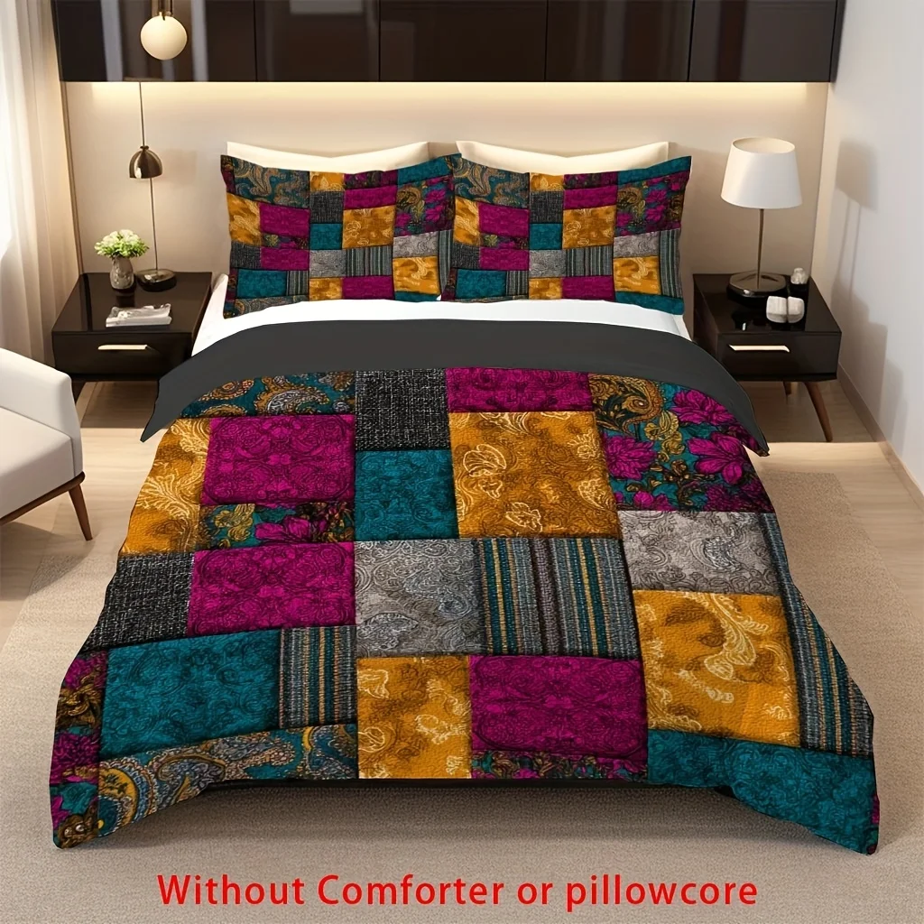 2-3-pieces-boho-patchwork-motif-housse-de-couette-ensemble-1-housse-de-couette-1-2-taie-d'oreiller-sans-noyau-art-ethnique-couleur-grille-paisley-motif