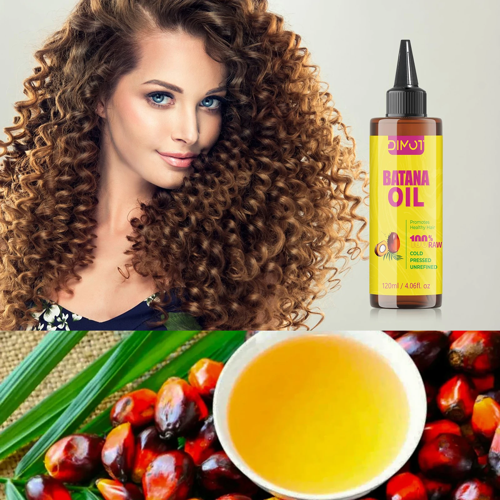 

DIMOT Premium 120ml Batana Oil for Hair Growth, Frizz Control, Scalp Moisture, Strengthen Roots & Improve Hair Texture
