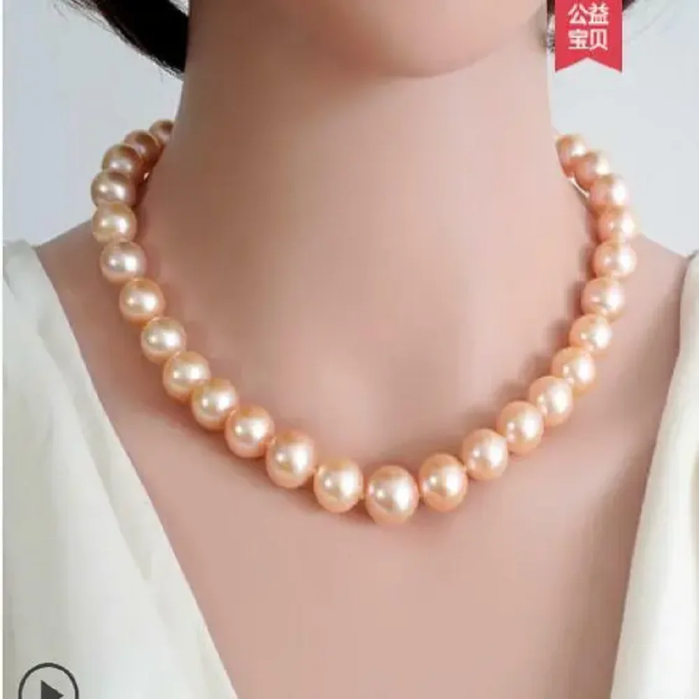 

Natural AAA 10-11mm South Sea Pink Pearl Necklace 14K CLASP18/36inch