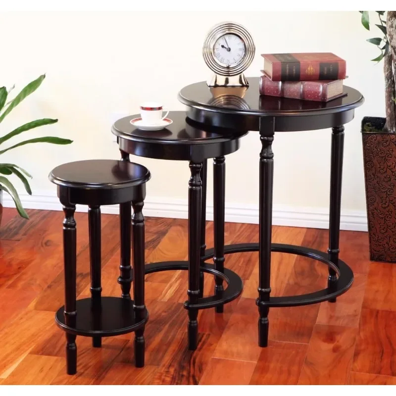 Set of 3 Round Nesting Tables in Cherry Finish