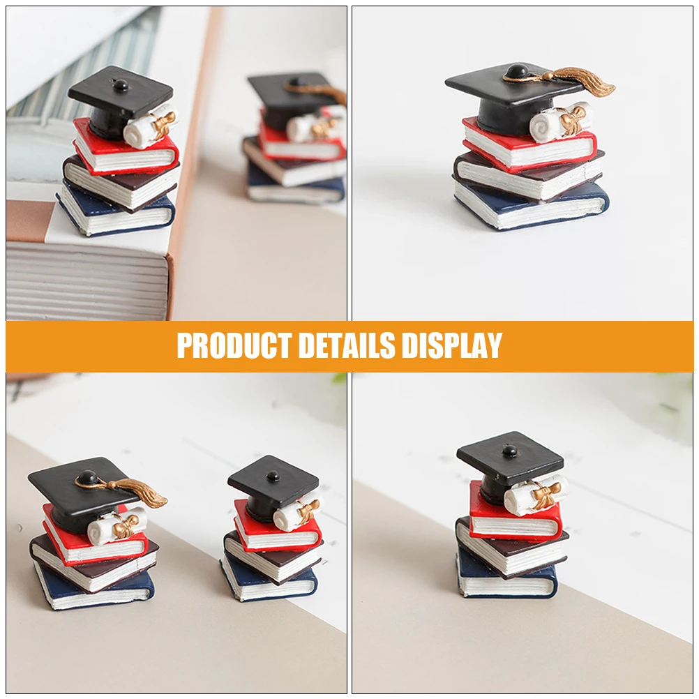 

3Pcs Graduation Cupcake Toppers Doctoral Cap Books Cake Picks Meticulously Crafted Baking Accessories