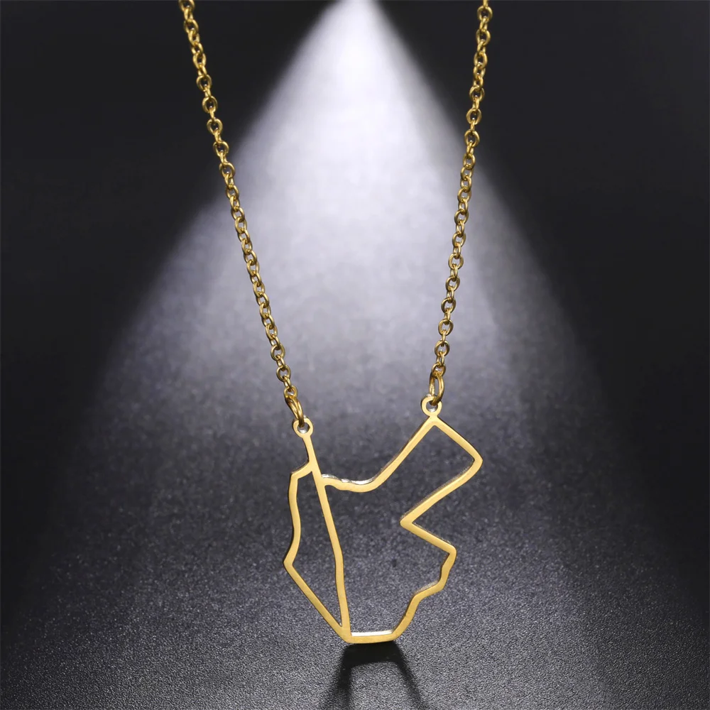 Cazador Hollow Jordan Palestine Map Necklaces Jewelry 2025 Stainless Steel Pendant Necklace for Women Anniversary Birthday Gift - view 2